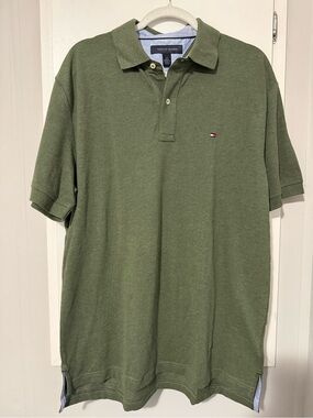 116. Tommy Hilfiger Pique Men’s Olive Green Polo Shirt Large